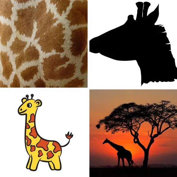 4 Images 1 Mot 6 lettres – GIRAFE – niveau 2001 4 images 1 mot 6 lettres : solution GIRAFE