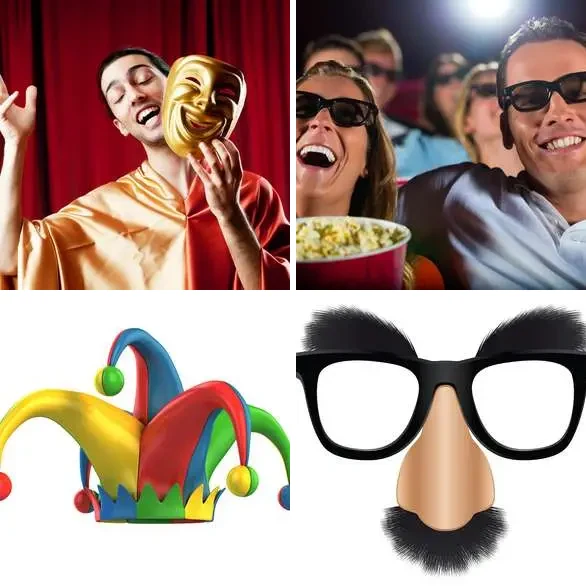 4 images 1 mot 7 lettres : solution COMEDIE