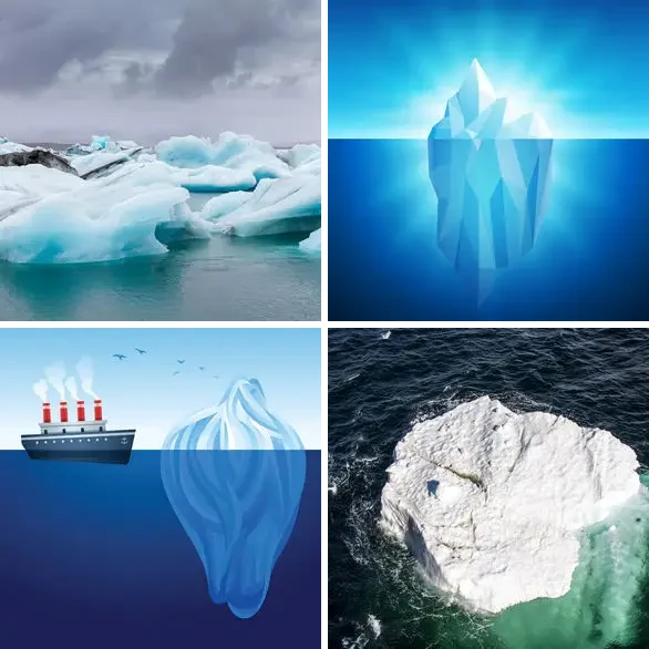 4 images 1 mot 7 lettres : solution ICEBERG