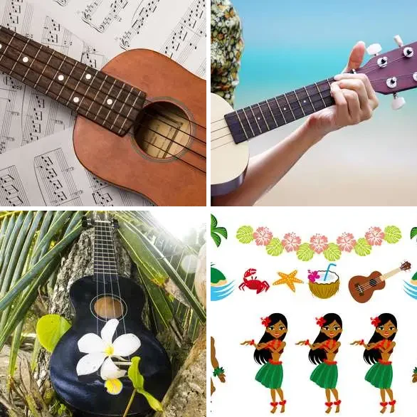 4 images 1 mot 7 lettres : solution UKULELE