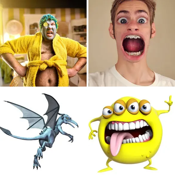 4 images 1 mot 9 lettres : solution GROTESQUE