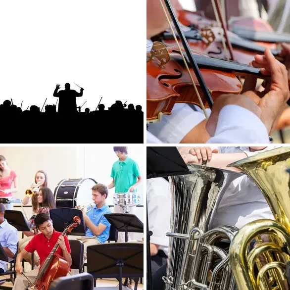 4 images 1 mot 9 lettres : solution ORCHESTRE